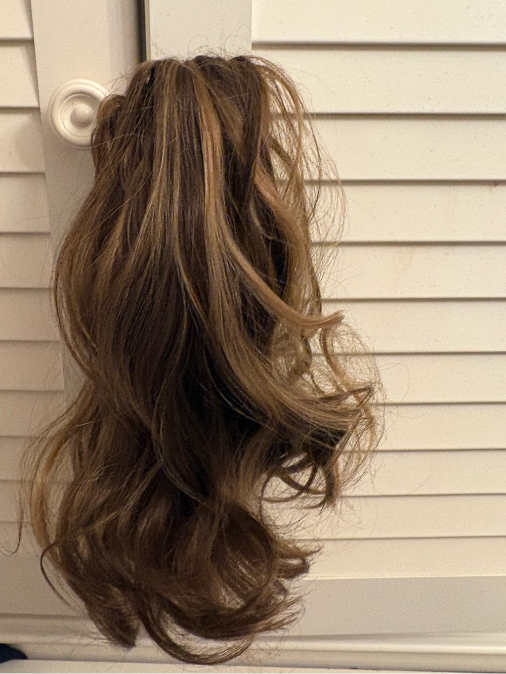Brown Wavy Clip-In Ponytail Hairpiece 9 inch brown and blonde real hair